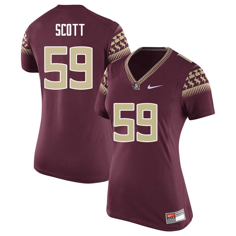 Women #59 Brady Scott Florida State Seminoles College Football Jerseys Sale-Garnet